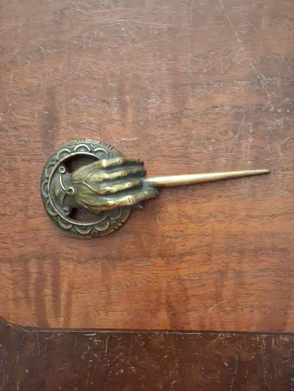 Antique-Style Brass Hand Letter Opener - Gold Finish